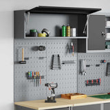 Tool Cabinet Set with Shelf 3 pcs Black Powder-Coated Steel - Top-Down View