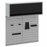 Tool Cabinet Set with Shelf 3 pcs Black Powder-Coated Steel