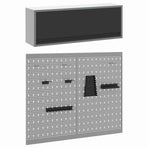 Tool Cabinet Set with Shelf 3 pcs Black Powder-Coated Steel