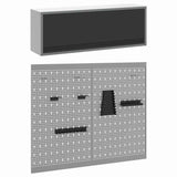 Tool Cabinet Set with Shelf 3 pcs Black Powder-Coated Steel - Rear View