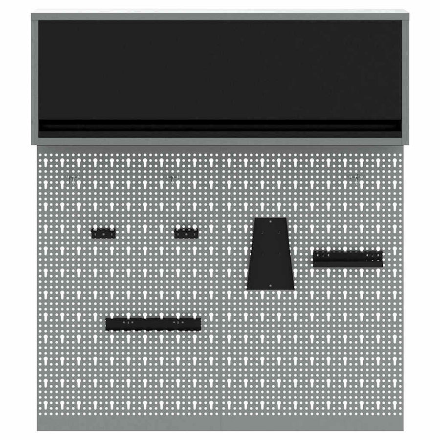 Tool Cabinet Set with Shelf 3 pcs Black Powder-Coated Steel
