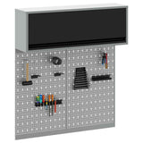 Tool Cabinet Set with Shelf 3 pcs Black Powder-Coated Steel - Side View