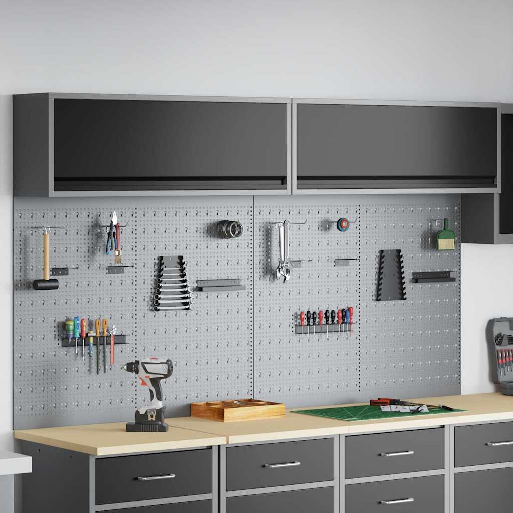 Tool Cabinet Set with Shelf 6 pcs Black Powder-Coated Steel