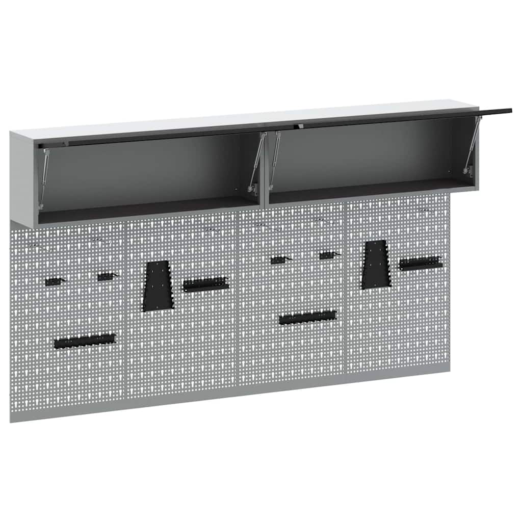 Tool Cabinet Set with Shelf 6 pcs Black Powder-Coated Steel