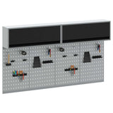 Tool Cabinet Set with Shelf 6 pcs Black Powder-Coated Steel - Side View