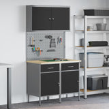 Work Cabinet with Drawer 5 pcs Black Engineered wood and steel