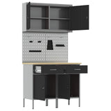 Work Cabinet with Drawer 5 pcs Black Engineered wood and steel - 45-Degree Angle