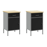 Work Cabinet with Drawer 5 pcs Black Engineered wood and steel - Rear View