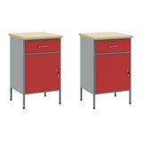 Work Cabinet with Drawer 5 pcs Red Engineered wood and steel - Rear View