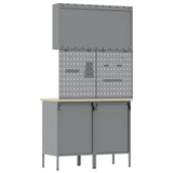 Work Cabinet with Drawer 5 pcs Red Engineered wood and steel - Low Angle