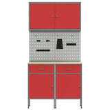 Work Cabinet with Drawer 5 pcs Red Engineered wood and steel - Extra Image