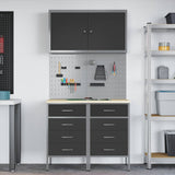 Work Cabinet with Drawer 5 pcs Black Engineered wood and steel - Top-Down View
