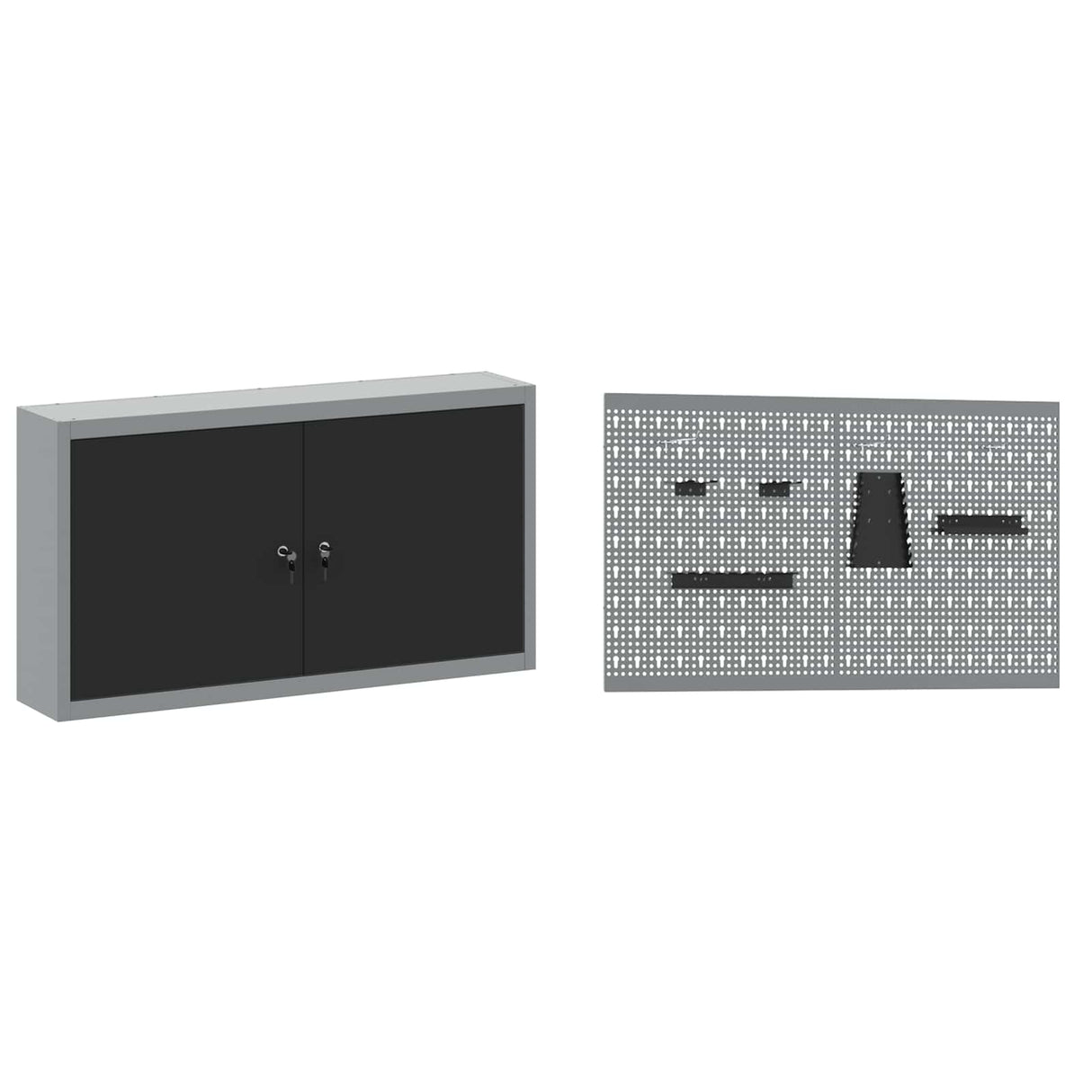 Work Cabinet with Drawer 5 pcs Black Engineered wood and steel