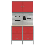 Work Cabinet 5 pcs Red and Grey Engineered wood and steel - Extra Image