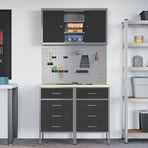 Work Cabinet Set with Drawer with Shelf 5 pcs Black