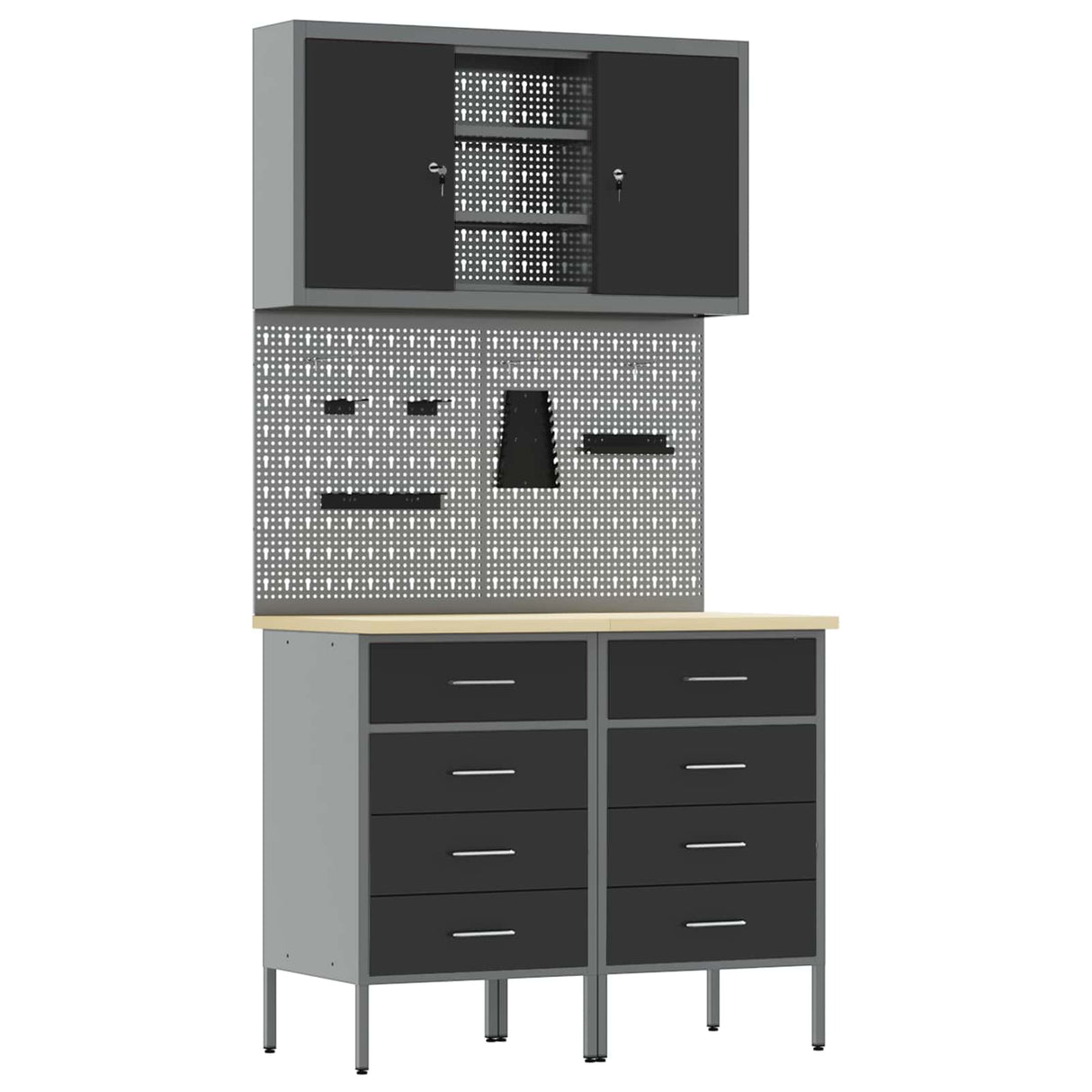 Work Cabinet Set with Drawer with Shelf 5 pcs Black