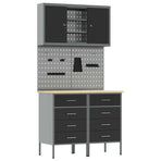 Work Cabinet Set with Drawer with Shelf 5 pcs Black