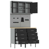 Work Cabinet Set with Drawer with Shelf 5 pcs Black - 45-Degree Angle