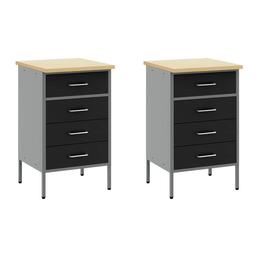 Work Cabinet Set with Drawer with Shelf 5 pcs Black