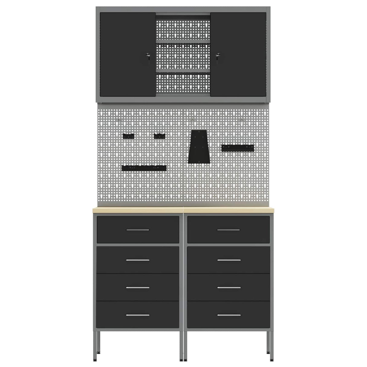 Work Cabinet Set with Drawer with Shelf 5 pcs Black