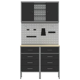 Work Cabinet Set with Drawer with Shelf 5 pcs Black - Low Angle