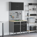 Work Cabinet with Drawer 5 pcs Black Engineered wood and steel