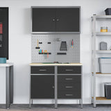 Work Cabinet with Drawer 5 pcs Black Engineered wood and steel - Top-Down View
