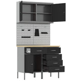 Work Cabinet with Drawer 5 pcs Black Engineered wood and steel