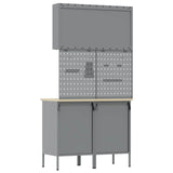 Work Cabinet with Drawer 5 pcs Black Engineered wood and steel - Extra Image