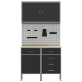 Work Cabinet with Drawer 5 pcs Black Engineered wood and steel - Low Angle