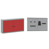 Work Cabinet with Drawer 5 pcs Red Engineered wood and steel - Close-Up Angle