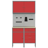 Work Cabinet with Drawer 5 pcs Red Engineered wood and steel - Extra Image