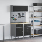 Work Cabinet Set with Drawer with Shelf Manual 5 pcs Black