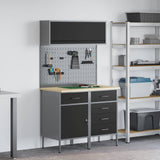 Work Cabinet Set with Drawer with Shelf Manual 5 pcs Black