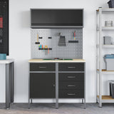 Work Cabinet Set with Drawer with Shelf Manual 5 pcs Black - Top-Down View