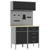 Work Cabinet Set with Drawer with Shelf Manual 5 pcs Black