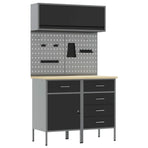 Work Cabinet Set with Drawer with Shelf Manual 5 pcs Black