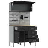 Work Cabinet Set with Drawer with Shelf Manual 5 pcs Black