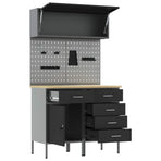Work Cabinet Set with Drawer with Shelf Manual 5 pcs Black