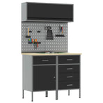 Work Cabinet Set with Drawer with Shelf Manual 5 pcs Black