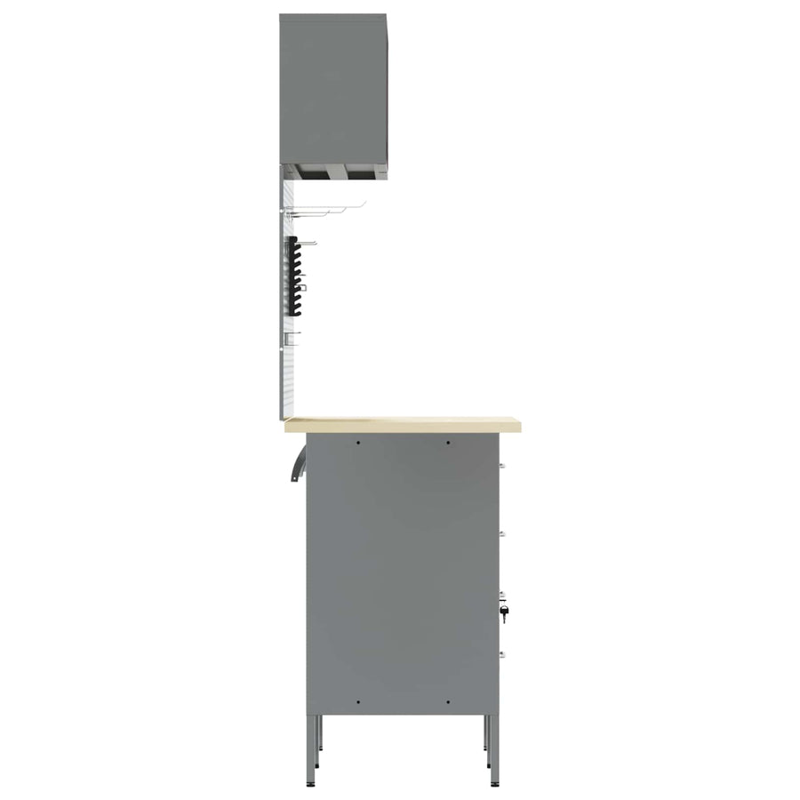 Work Cabinet Set with Drawer with Shelf Manual 5 pcs Black