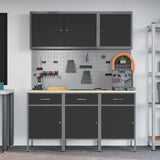 Work Cabinet with Drawer 8 pcs Black Engineered wood and steel - Top-Down View