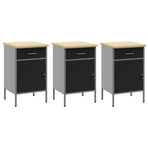 Work Cabinet with Drawer 8 pcs Black Engineered wood and steel