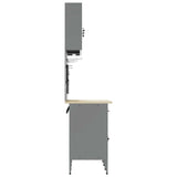 Work Cabinet with Drawer 8 pcs Black Engineered wood and steel