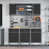 Work Cabinet with Drawer 7 pcs Black Engineered wood and steel - Top-Down View