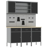 Work Cabinet with Drawer 7 pcs Black Engineered wood and steel