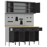 Work Cabinet with Drawer 7 pcs Black Engineered wood and steel
