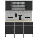 Work Cabinet with Drawer 7 pcs Black Engineered wood and steel - Low Angle