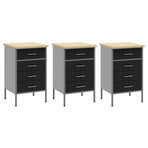 Work Cabinet with Drawer 8 pcs Black Engineered wood and steel