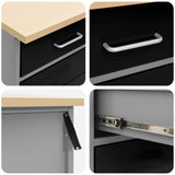 Work Cabinet with Drawer 7 pcs Black Engineered wood and steel